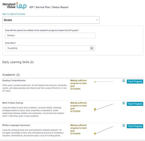 Goals & Objectives : Maryland Online IEP .